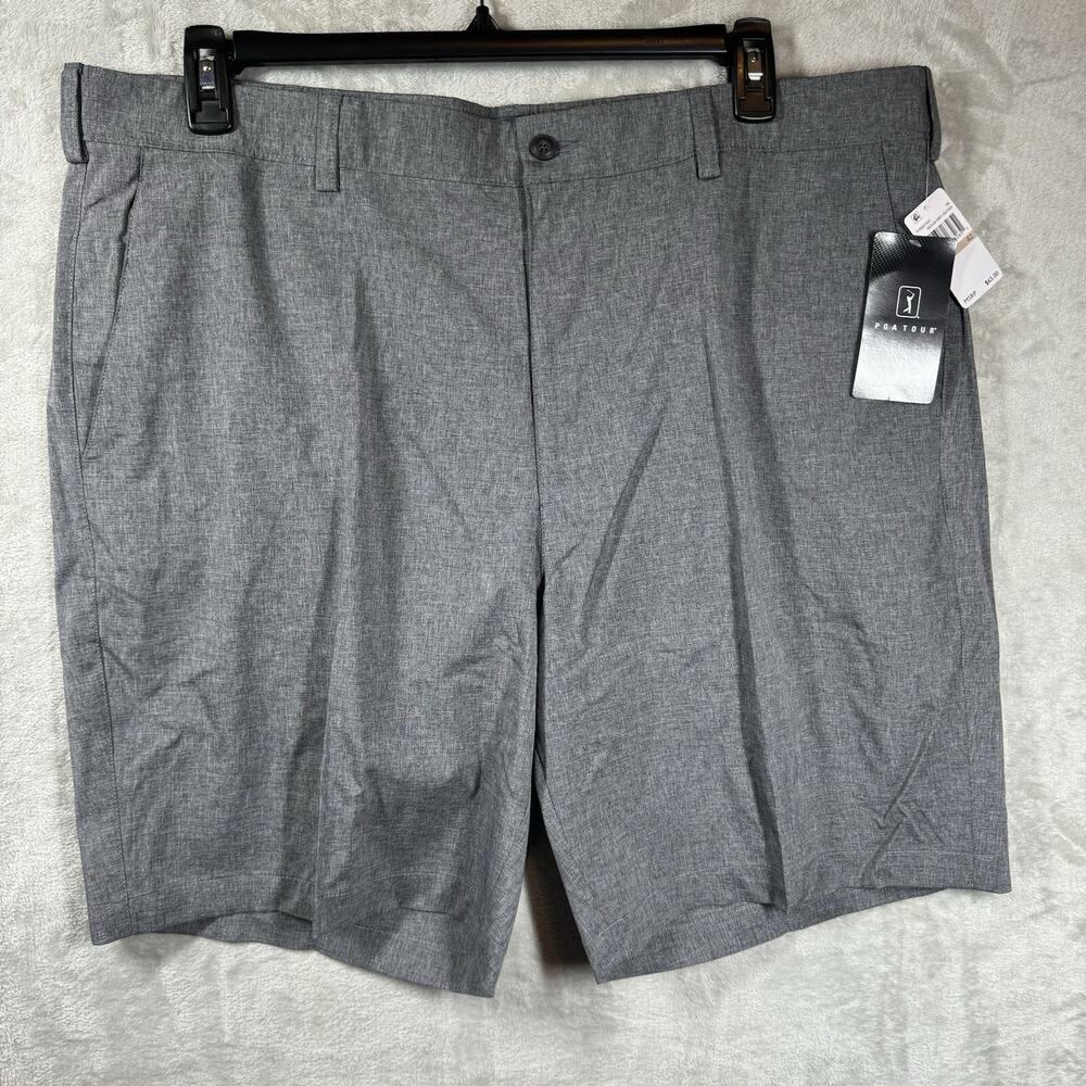 PGA Tour Men NEW Golf Shorts Sz 42 Gray Stretch Elastica Active Waistband Sun 50